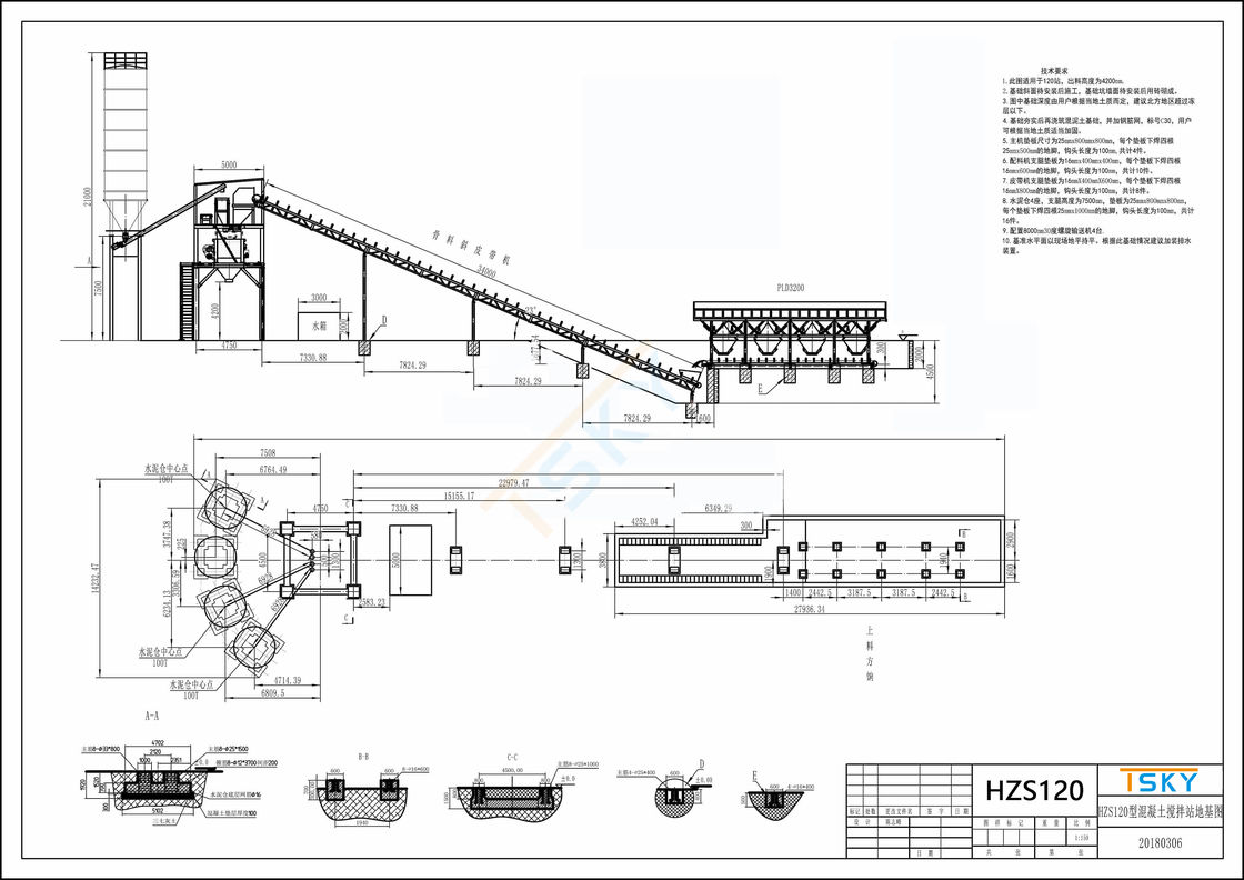 HZS120 Environmental Friendly 120m3/H Stationary RMC Plant